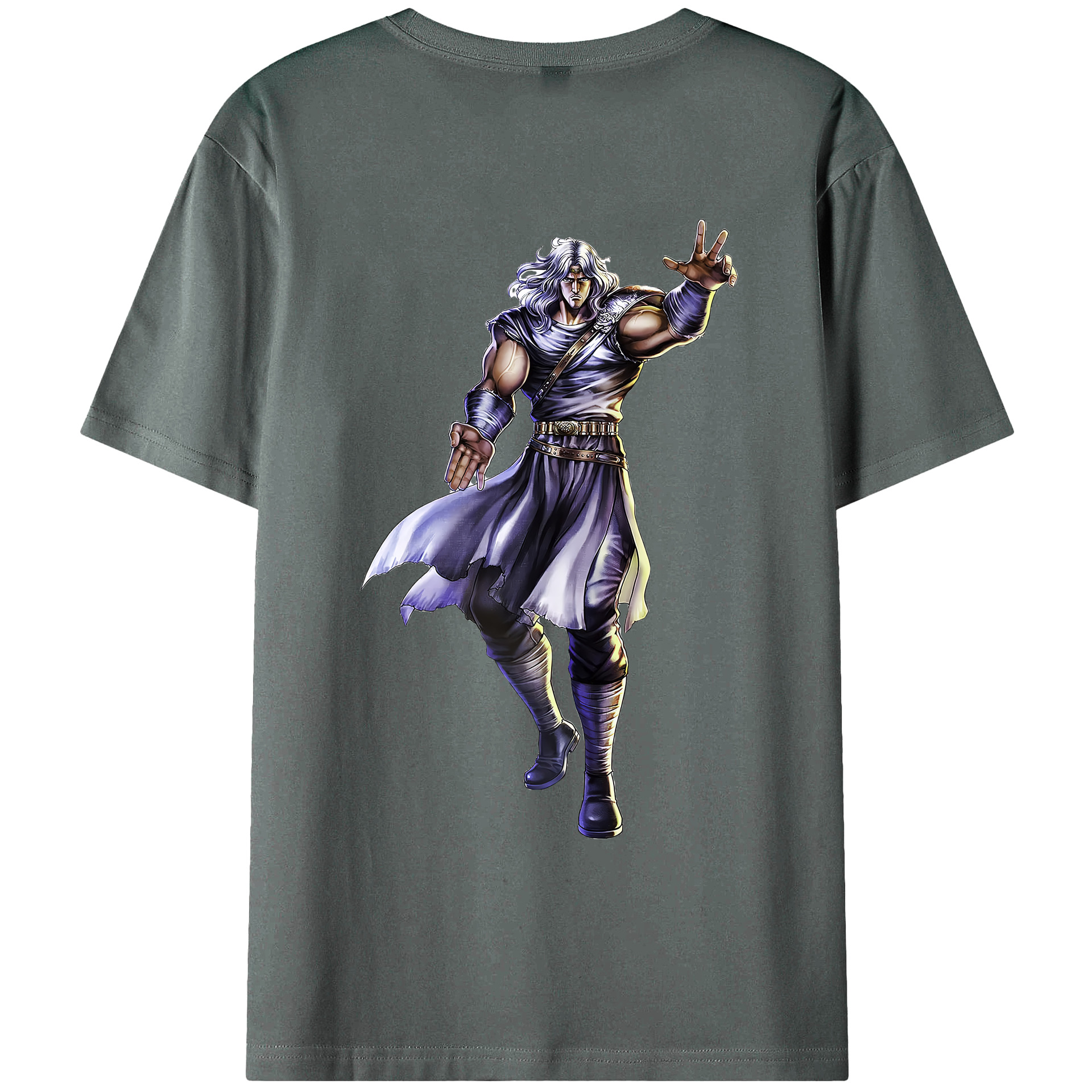 （画像用） 北斗の拳 Fist of the North Star 綿100％ メンズ半袖Tシャツ（バックプリント） 通気性